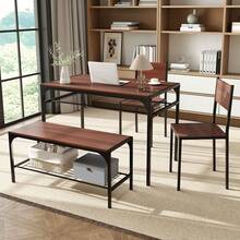Dining Table Set For 4 Rectangular Table W/ 2 Chairs, 1 Bench, Storage Racks - Default - View 5