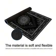 黑色波斯地毯图案鼠标垫/桌面垫 - 防滑橡胶底座，耐用涤纶表面，生动花卉图案，适用于游戏和办公，时尚桌面装饰礼品，桌面鼠标垫，办公用品，办公桌配件，鼠标垫 - 彩色 - 查看 4