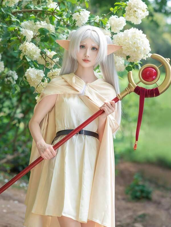 1pc Japanese Anime Fleur Delacour Hooded Cloak Costume Set, COSPLAY Role Play Outfit Accessories Suitable For Holiday Parties, Performances, Balls - Includes Dress + Cloak