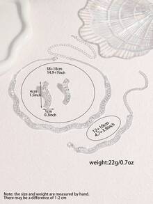 4 件奢华锆石几何项链、耳环和手链套装 - 适合女性日常通勤、校园约会、婚礼派对、情人节节日礼物 - 精緻百搭項鍊套裝 - 查看 11