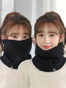 1 件女士针织围巾，带羊毛围脖，防风护耳骑行面罩，男士护颈围巾 - 彩色 - 查看 4