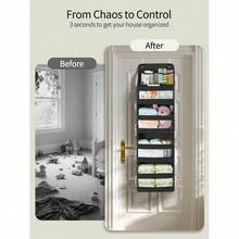 5 Tier 1Pc Over Door Organizer, Swing - Proof Door Organizer Hanging With PVC, Behind Door Storage Bedroom Nursery Closet Laundry Pantry Bathroom, - Black + 1 Pack - View 3