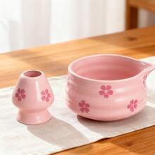 1pc/2pcs/3pcs/4pcs/5pcs Matcha Set, Cute Matcha Set Including 1 Matcha Bowl, 1 Matcha Spoon, 1 Matcha Stand, 1 Bamboo Scoop, 1 Sifter. 5pcs Matcha Set, Suitable For Matcha Lovers And Beginners, Perfect For Preparing Matcha Latte Beverage Ritual At Home Or Restaurant - Pink - View 6
