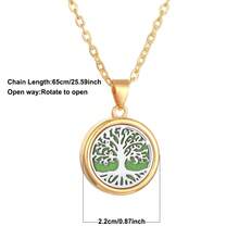 Aromatherapy Essential Oil Diffuser Necklace Tree Of Life Pattern Stainless Steel Locket Pendant Gift For Women And Girls - Gold - View 7