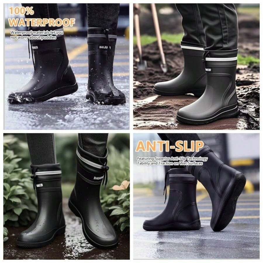 Hombres Goma Botas De Lluvia 10.5 Negro - inicial - Ver 1