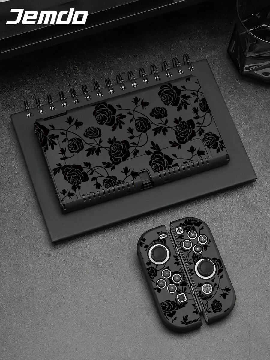 1 pieza Funda protectora con diseño de rosa negra para Nintendo Switch2(2025)/Switch OLED/Switch NS, accesorios para Switch Lite, cubierta resistente a los arañazos, el mejor regalo para jugadores de Switch - Multicolor - Ver 1