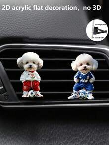 1/2/4个装可爱巴哥犬汽车出风口夹 2D亚克力扁平狗狗装饰汽车香氛夹，空气清新剂，汽车内饰配件 - 米色 - 查看 18