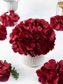25Pcs Burgundy Red Hydrangea Flowers Artificial Flowers Heads Bouquet, Faux Hydrangea Flowers, Artificial Full Flowers Heads With Stems For Wedding Centerpieces, Home, Garden, Baby Shower, Party Supply, Garland Decor, Bridal Holding Bouquet Decor, DIY Wreath Xmas Tree Decorations, Thanksgiving Halloween Christmas Decor, Arch Background Decoration, DIY Flower Arrangements, For Women Girls Gift