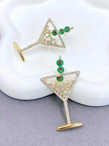 1 Pair Handmade Fashion Women's Cocktail Glass Earrings, Creative Champagne Cup Earrings Perfect For Parties And Holidays, Great Gift - Cup - View 2