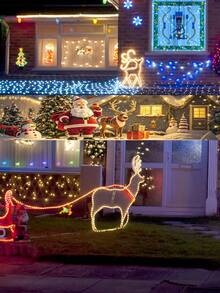 1 Stück, 45,72 x 200,66 cm Polyester Festbanner, Weihnachtsmann, Weihnachtsbaum, Rentier, Schneemann, ohne Strombedarf, vielseitig einsetzbare Feiertags-Dekoration für Innenräume, Garten, Zaun, Kamin, Terrasse, perfekt für Weihnachten, Winter, Neujahr, einfach aufzuhängen