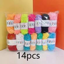12/24/38支装涤纶纱线，针织纱线，钩编及DIY手工纱线，随机混色 - 高品质耐用斜纹布 - 黑色、白色、红色、粉色、橙色等 - 手工爱好者的理想之选，10克/1支 - 彩色 - 查看 18