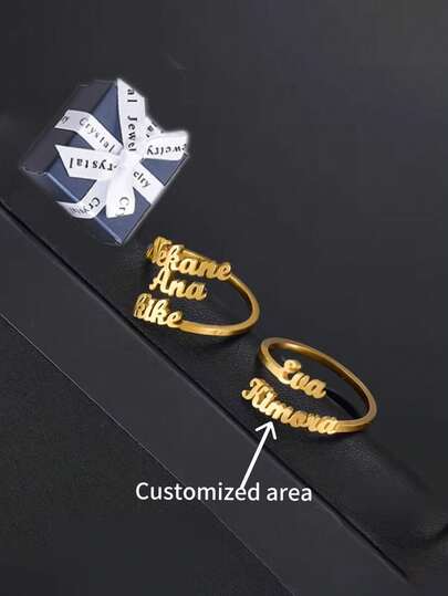 1pc Personalized Name Ring, Stainless Steel Custom Ring, Adjustable Couple Ring, Women's Mother's Exclusive Jewelry, High-Quality Engagement Rings, Women's Art Deco Rings, Romantic Gifts, Fashion Accessories, Elegant Jewelry, High-Quality Rings, Handmade Rings, Custom Jewelry Women's Jewelry Mother's Ring