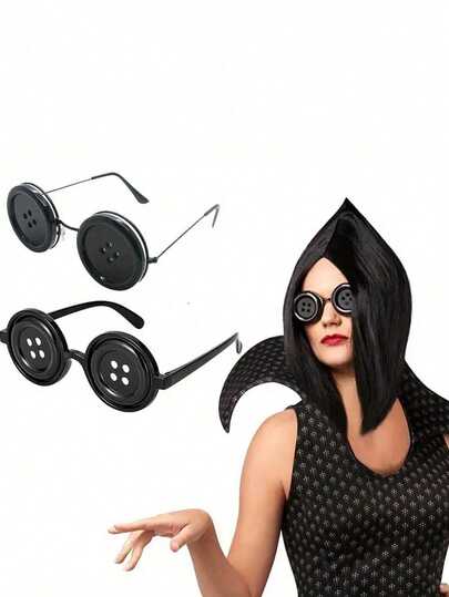 1 件巫婆纽扣眼镜 - 派对服装配饰 - 适合万圣节活动。[可能有轻微划痕]