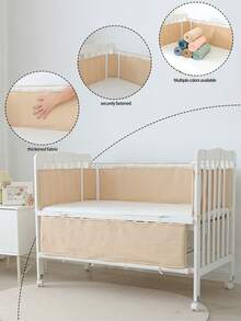 1套2件婴儿床保险杠软垫防撞床栏防护装置，婴儿床围栏，婴儿床上用品套装，婴儿床衬垫，婴儿床配件 - 彩色 - 查看 2