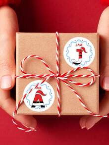 20/40/80pcs Customized Christmas Label Stickers, Custom Text,Available For 26-Letter Customization, Personalized Text Customization, Gift Label Stickers, And Customized Initial Christmas Gift Stickers,Christmas Gift ,Personalized Gifts - Multicolor - View 4