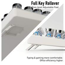 EWEADN TK100 Punk Mechanical Gaming Keyboard Wired- LED Backlit, Typewriter Keyboard Retro Style, Ergonomic Design Office Keyboards Full Size, Portable Computer Peripheral Accessories, Compatible With Windows/Laptop For Gamers - White - View 8