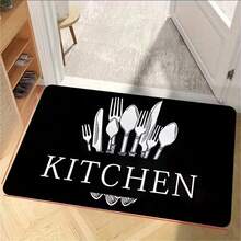 1pc Kitchen Mat With Kitchenware Style | Where Professionalism Meets Elegance Flannel Carpet: Wear-Resistant And Decorative, Suitable For Kitchens, Living Rooms, Porches, Balconies And Home Decoration. - Nhiều màu - Xem 1