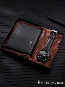 2pcs/Set Men's Fashion Watch And Wallet Combo, Suitable For Men, Perfect Holiday Gift