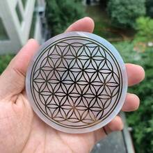 1 件天然水晶 6 厘米/8 厘米/10 厘米透石膏片板金色生命之花金色图案盘圆形家居装饰 - Flower Selenite Slice - 查看 14