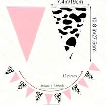 1 Set Pink Cow Birthday Party Hanging Banner, Pink And Brown Cartoon Cow Design, Suitable For Farm Theme Indoor And Outdoor Garden Hanging Decor Party, Durable Paper Hanging Decor For Indoor/Outdoor Garden, Graduation, Christmas, Halloween, Valentine's Day, Wedding, Birthday - Multicolor - View 14