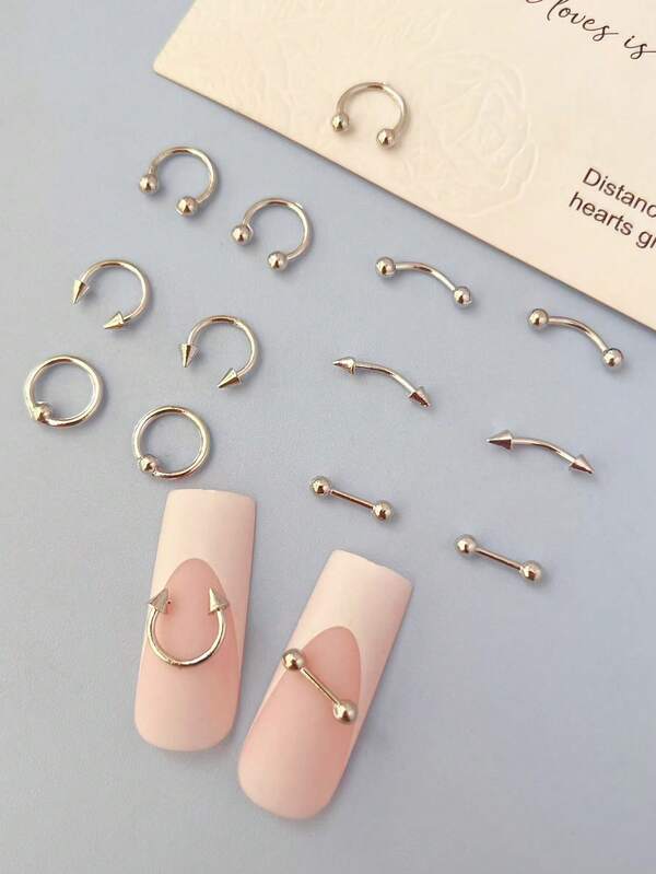 1 Saco com 24 Peças de Acessórios de Unhas de Metal na Cor Preta, Estilo Punk, Acessórios de Unhas, Suprimentos de Unhas, Decoração de Arte de Ponta de Dedo Estilo Francês Y2K, Decorações DIY Feitas à Mão para Mulheres