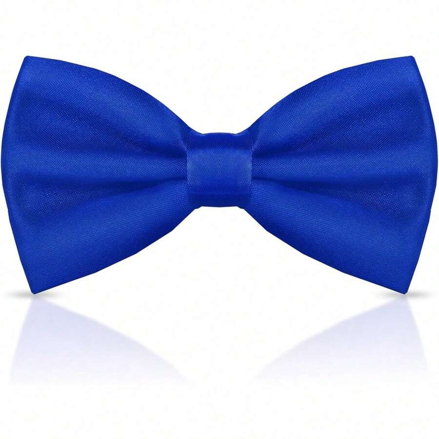 Men's Bow Ties Solid Color Pre-Tied Bow Tie Satin Formal Tuxedo Bowtie Adjustable Neck Bowtie For Men Wedding Party - Xanh đậm - Xem 1