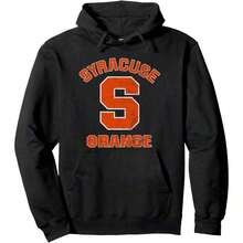 Syracuse University Orange Large Distressed Pullover Hoodie Pullover Hoodie Sweater Hoodie Fleece Sweatshirts Long Sleeve Sweaters Pullover Fall Outfits Winter Clothes - 黑色 - 查看 1