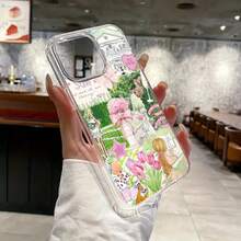 Funda magnética para phone 11/12/13/14/15/16/Promax con diseño de collage verde. Resistente, compatible, a prueba de golpes, de silicona. Elegante, duradera y fácil de usar - transparente - Ver 7