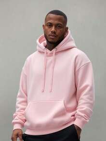 Men's And Women's Plain Kangaroo Sweatshirt Cold Weather Blouse Cotton Lined Warm Tracksuit Coat With Pocket And Hood New Release 3 Cables Winter Cold Season - 淺粉色 - 查看 1