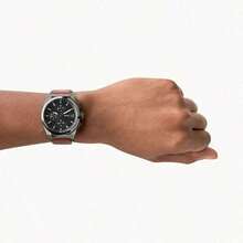 Fossil Reloj de cuarzo cronógrafo para hombre, esfera marrón, correa marrón oscuro, estilo casual de negocios, adecuado para uso diario, un regalo para novios y padres. FS5799