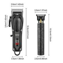 Cortadora de pelo eléctrica 2 en 1 HIENA T9 con pantalla digital, portátil y ligera, fácil de usar, apta para uso doméstico (también disponible cortadora de pelo de hoja única) - Multicolor - Ver 7