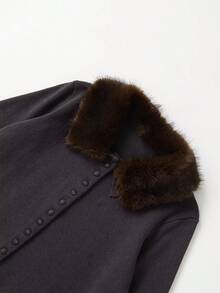 秋冬款细羊绒混纺针织有领开衫 - 深灰色 - 查看 3