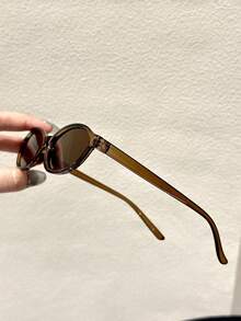 一副透明棕色椭圆形PC镜框休闲眼镜，适合日常佩戴 - 彩色 - 查看 5