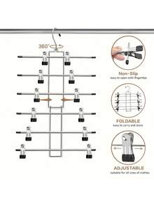 六层360°旋转裙架，节省空间的带夹子衣架，衣柜收纳架，适用于家庭、办公室、宿舍、旅行、洗衣房 - 彩色 - 查看 4