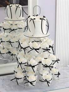 10pcs Red Bow Knot Cake Decorations,DIY Bowknot Cake Decor Supplies,Birthday Party Decor,Anniversary Birthday Wedding Cake Decor,Holiday Gift Decor,Baking Cake Dessert Bow Toppers,Party Favor,Birthday Party Table Decor - 黑色 - 查看 8