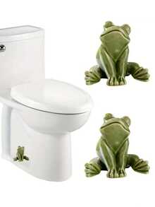 Frog Toilet Bolt Cover, Ceramic Toilet Bolt Cover, Cute Frog Shaped Toilet Bolt Cover, Easy To Install Bathroom Accessories, Cute Animal Design, Durable And Rust-Resistant 3D Plastic, Push To Install Is Fun