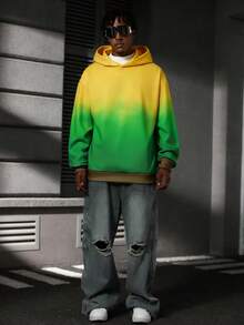 Men's Loose Raglan Ombre Hoodie Sweatshirt