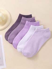 1/5/10/20 Pairs Women's Random Candy Color Flat Short Socks - Multicolor - View 2