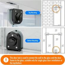 - Cerradura de puerta de vidrio de doble cara sin marco, sin taladro, acero inoxidable 304, para puerta abatible de 38 - 12 10 - 12 mm para oficina, escaparate, 5 llaves, negro mate - 307 - Ver 8