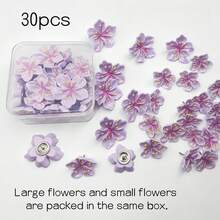 10pcs/20pcs/30pcs Pink & Purple Floral Shaped Pushpins, Cute Cartoon Resin Peach Blossom Decorative 3D Thumbtacks For Cork Board, Photo Decoration, Photo Wall, Map And School Supplies Decoration, Holiday Decor Materials - Multicolor - View 2