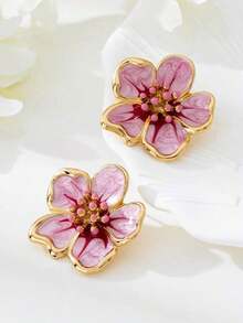 一对别致的法式扎染玫瑰耳钉，适合女性日常佩戴、约会、度假，也可作为女友的生日礼物。 - 粉色 - 查看 2