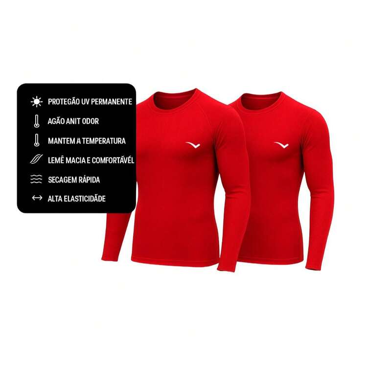 Kit 2 Men's Thermal Tops UV 50+ Sun Protection - 2 Đỏ - Xem 6