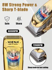 HIENA HIENA3pcs Golden Hair Clipper Set, Cordless Electric Hair Clipper, T9 Carving Scissors, Reciprocating Shaver, Ideal Hair Clipper Tool For Men, Exquisite Gift Box Packaging, Suitable For Festival Gifts