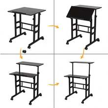 Rolling Standing Desk Height Adjustable, Mobile Stand Up Computer Desk, Sit-Stand Tiltable Top Desk Laptop Stand For Small Spaces - Black - View 6