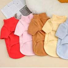 Capa base de punto de unicolor cálido para perros mascotas, simple pero lindo, cómodo y suave cuello alto de doble cara de forro polar, adecuado para perros pequeños como caniche, bichón frisé, bulldog francés, pomerania, schnauzer, gatos, para uso en interiores y exteriores en primavera, otoño e invierno