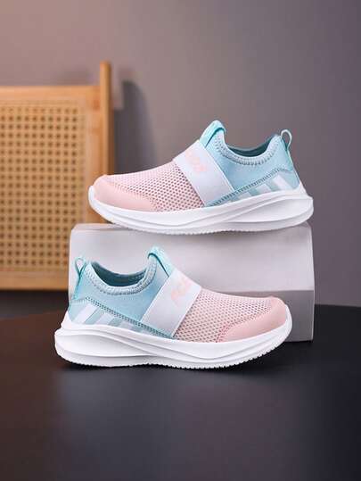 Novos calçados esportivos casuais infantis sem cadarço, unissex, respiráveis, de malha dupla, confortáveis, para crianças