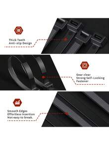 100 Pcs Cable Ties Heavy Duty Zip Ties With 200 Pounds Tensile Strength For Multi-Purpose Use, Self-Locking UV Resistant Nylon Tie Wraps, Indoor And Outdoor Tie Wire.