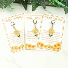 3pcs/5pcs Sunflower Keychain With Positive Quotes, Suitable As Gifts For Friends, Family To Convey Well-Wishes; Also Great For Colleagues To Add Joy To Work, Ideal For Birthday, Holiday Blessings, Or When Encouragement Is Needed Bag Charms Car Teacher Sister Gift Ideas