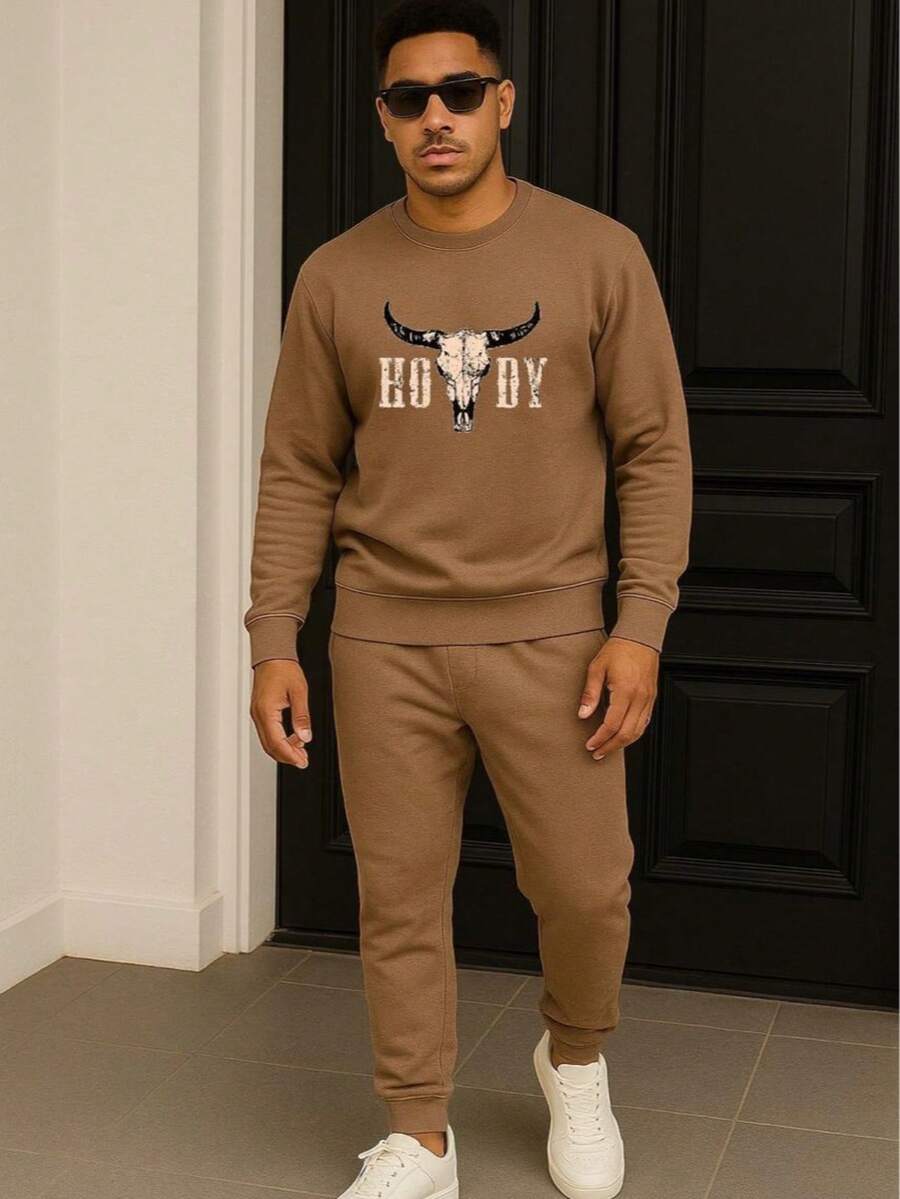 Conjunto de felpa Ropa cómoda Ropa casual Conjunto deportivo Ropa de descanso Ropa de casa - Camel - Ver 1