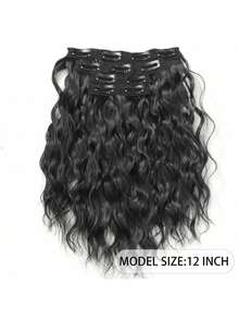 4pcs Water Wave Short Curly Hair Extensions, Increase Hair Volume, Create Beautiful Hairstyles - Black - View 14